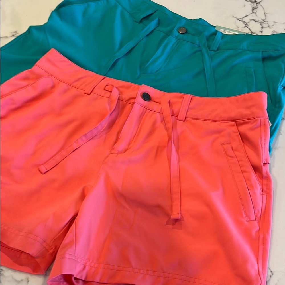 MAGELLAN pair L Women's Teal and Coral Shorts - Picture 2 of 5